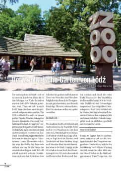 Der Zoologische Garten von Łódź (21 Seiten) - Zootier des Jahres (1 Seite, Heft 2-2018)